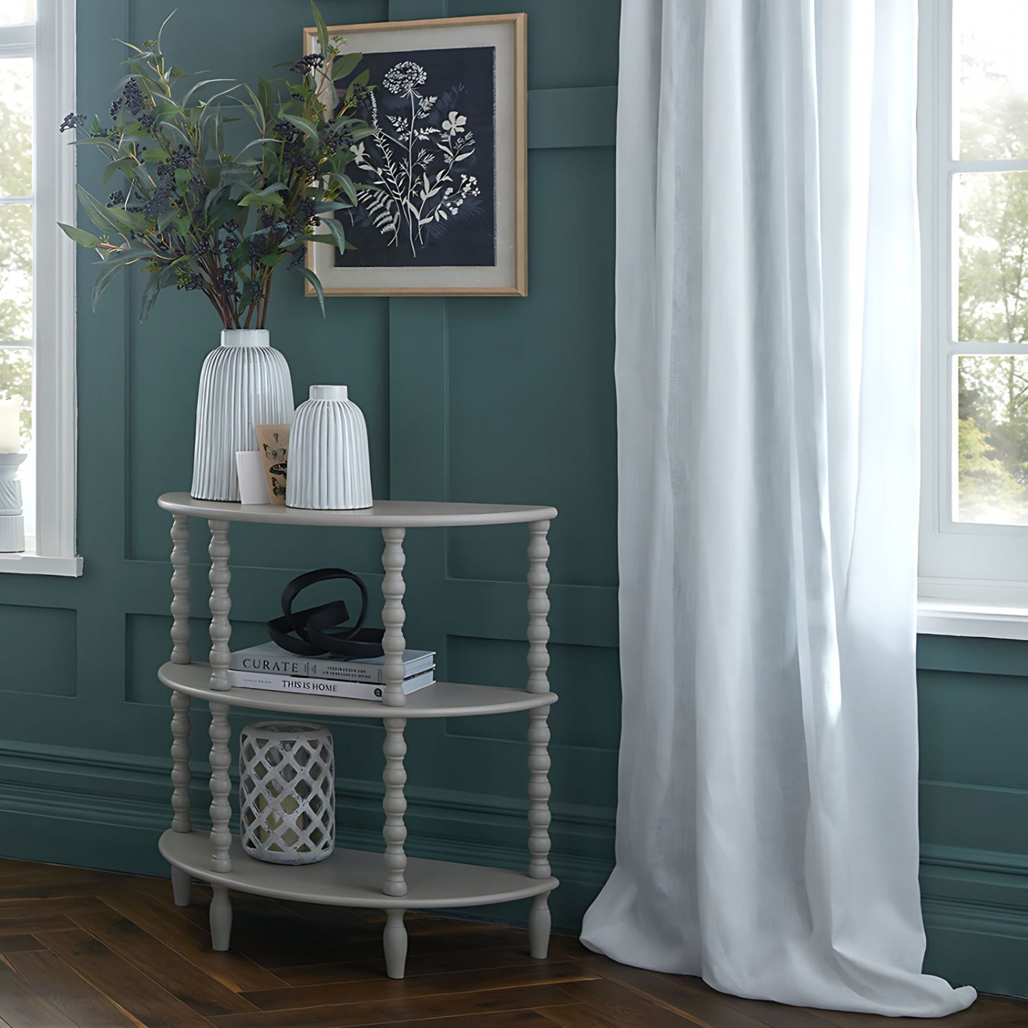 The Camden Collection Half Moon 3 Tier Table