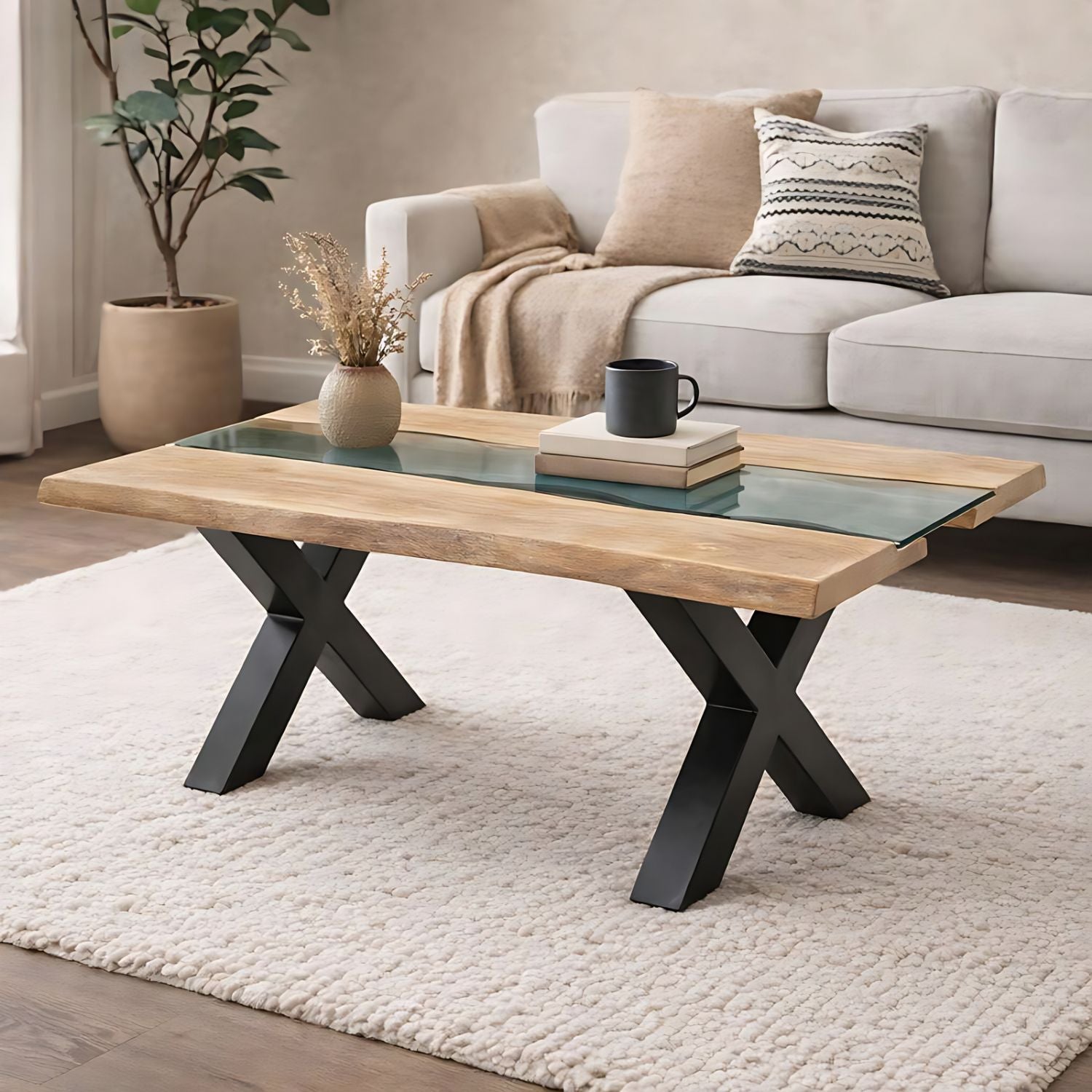 Live Edge Collection Light Acacia River Coffee Table