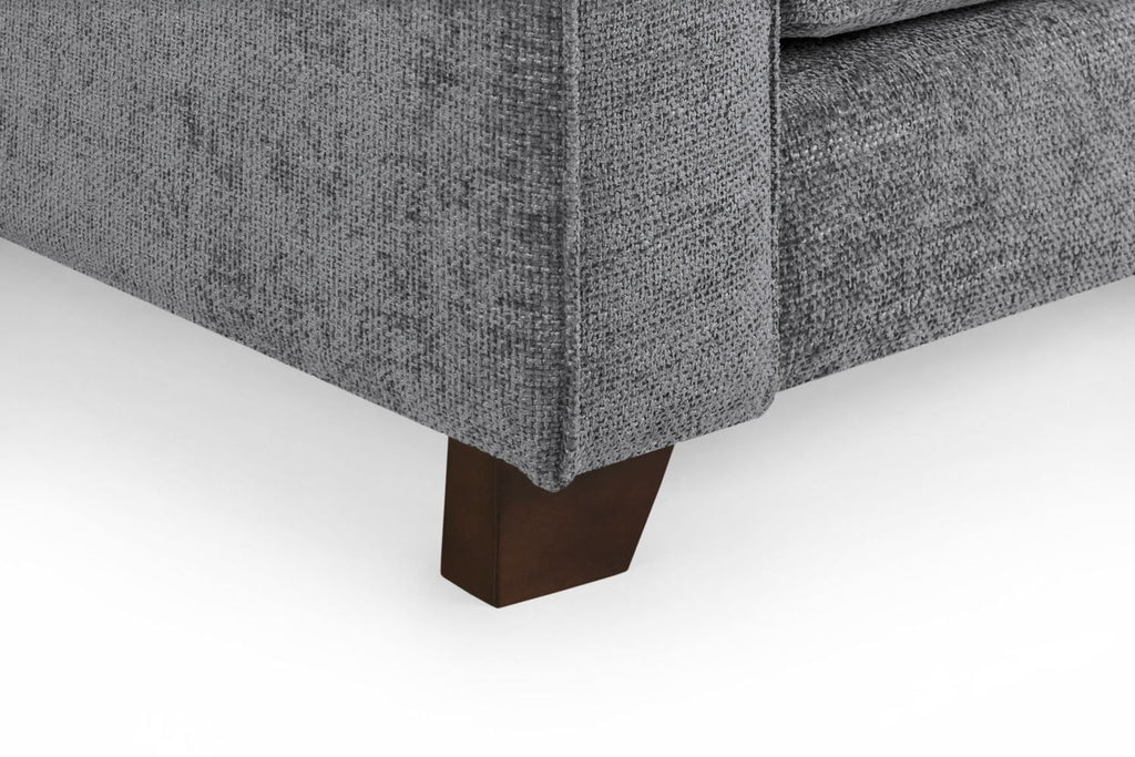 Slate Grey Woven Fabric Armchair Wooden Feet