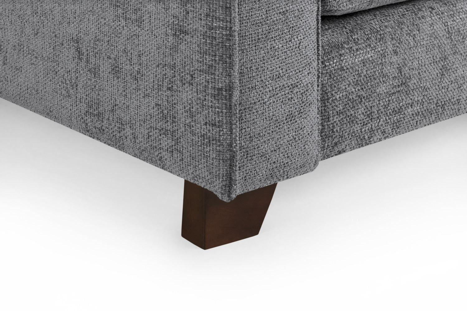 Slate Grey Woven Fabric Armchair Wooden Feet