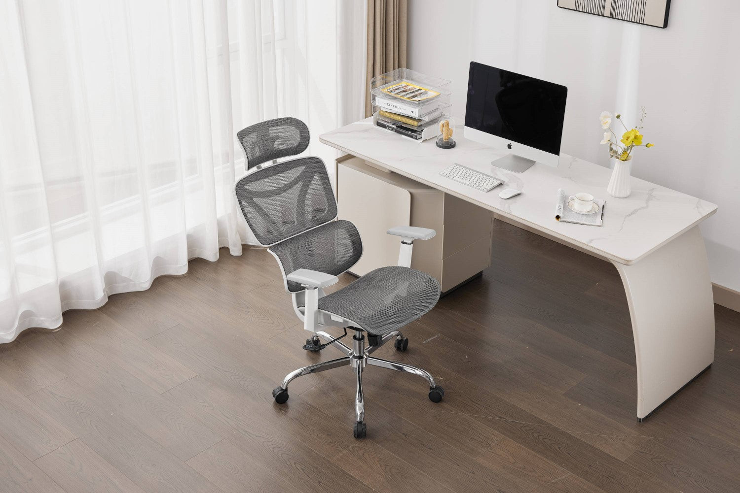Elite Mesh Grey White Office Chair