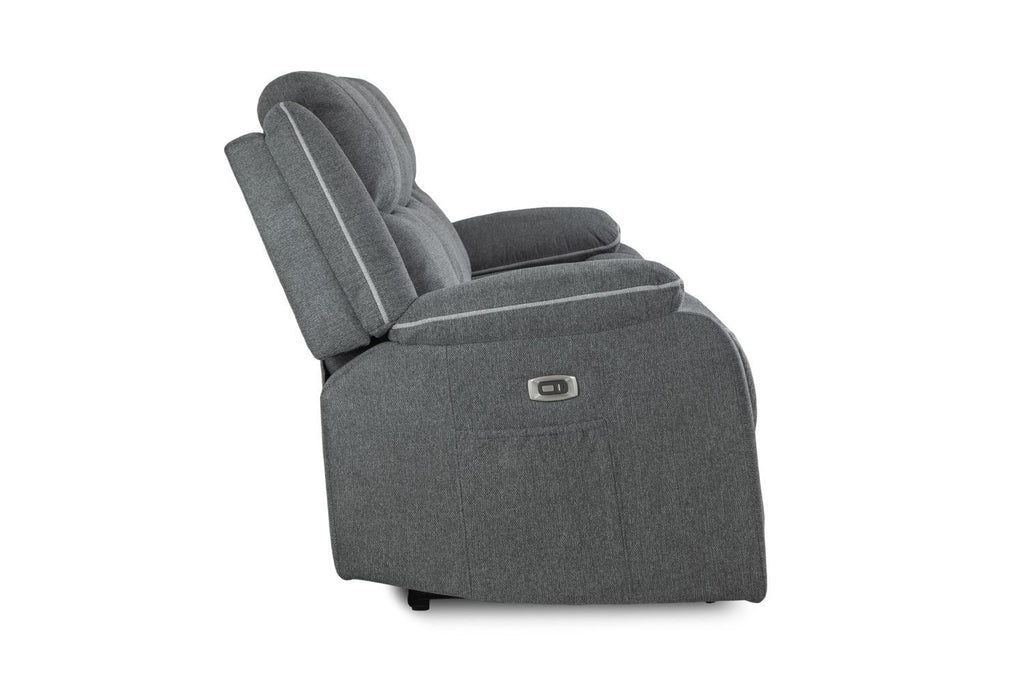 Grey Fabric 3 Seater High Back Electric Recliner Sofa