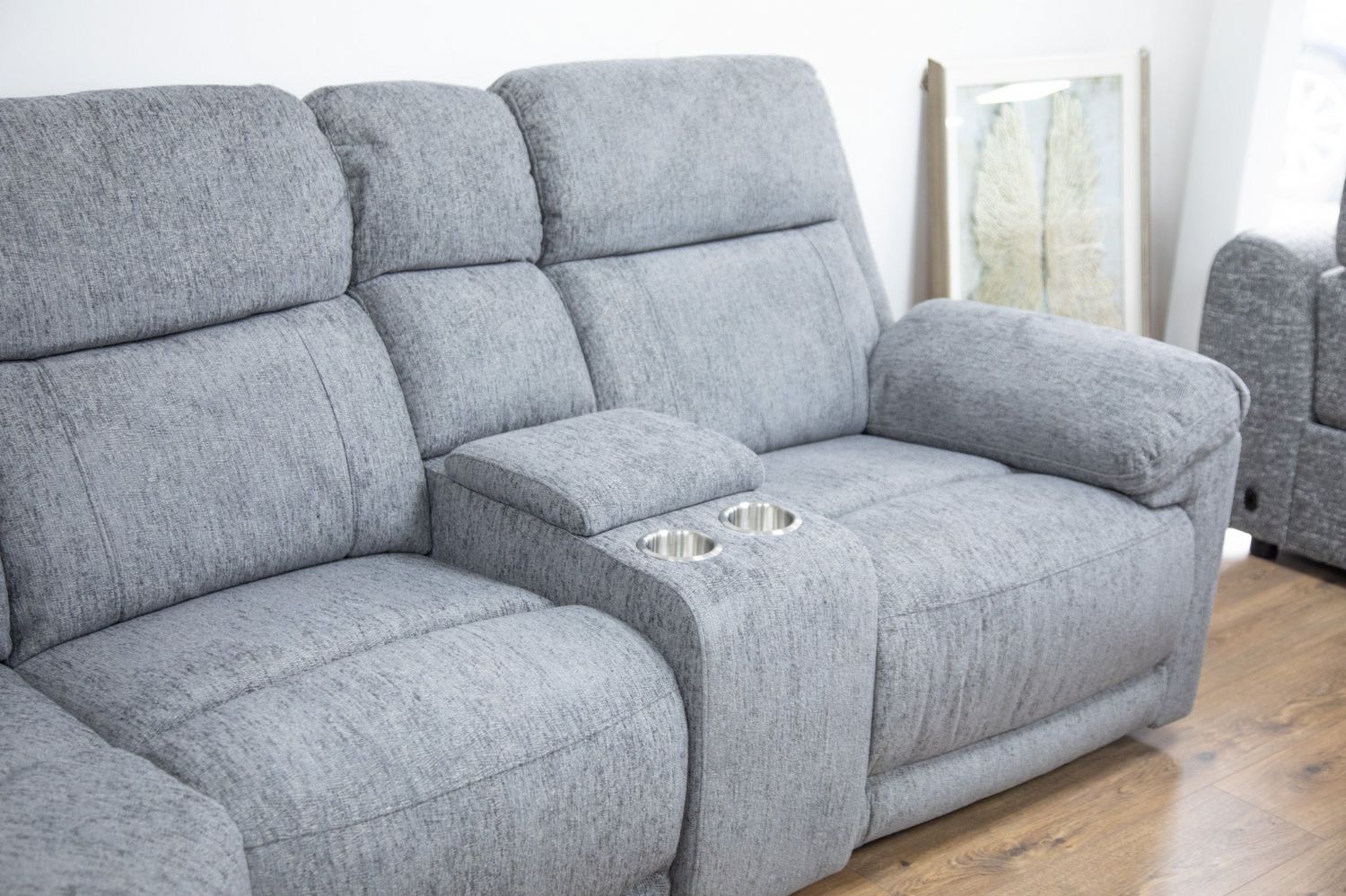 Grey Fabric Large Electric Power Recliner Corner Sofa