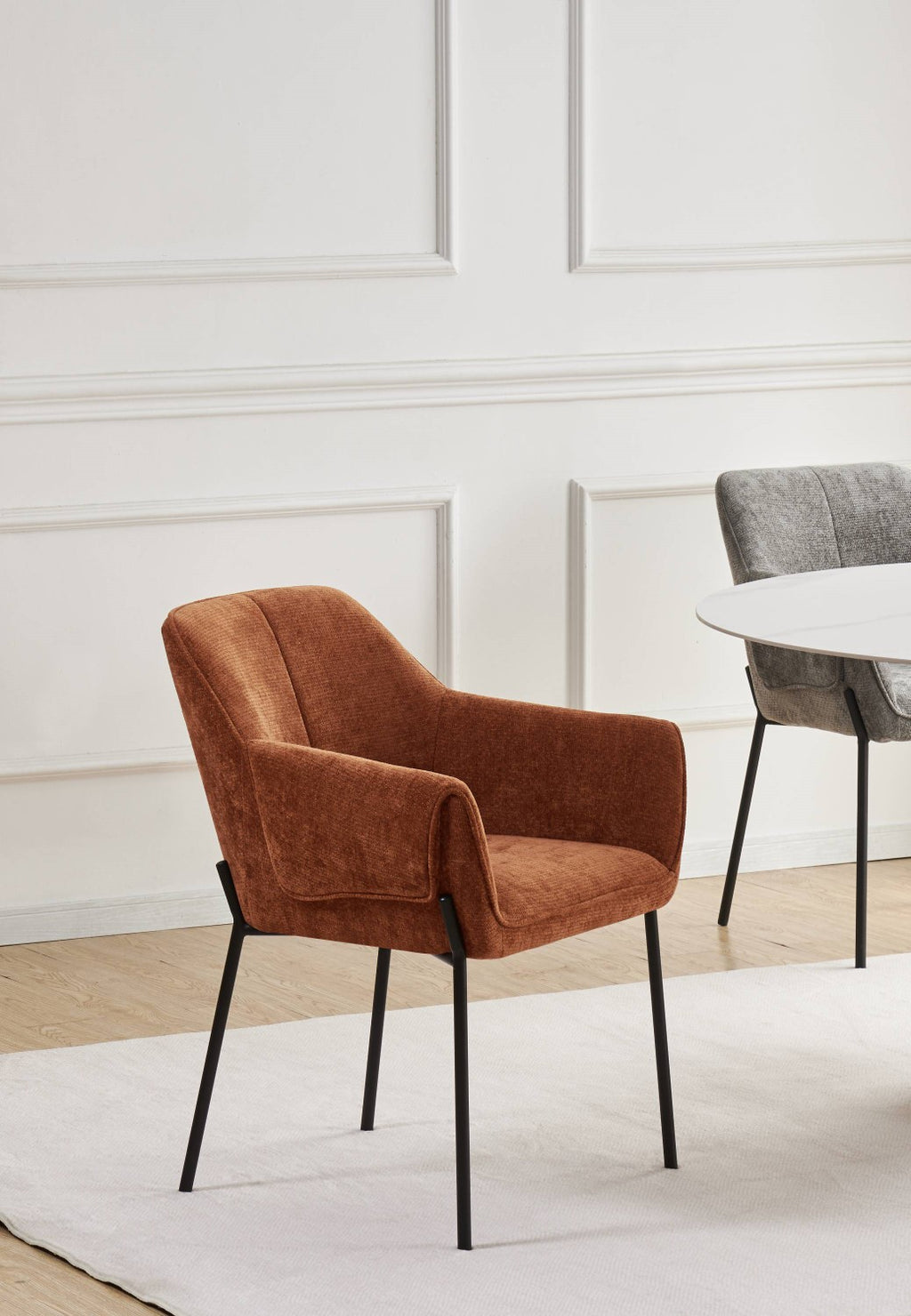 Milan Chenille Effect Burnt Orange Dining Chair