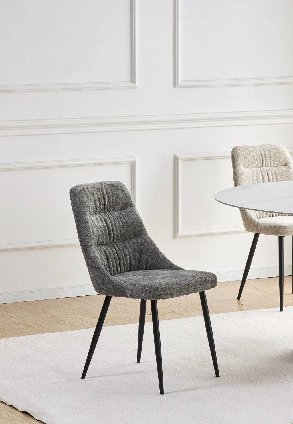 Rhodes Chenille Effect Grey Dining Chair