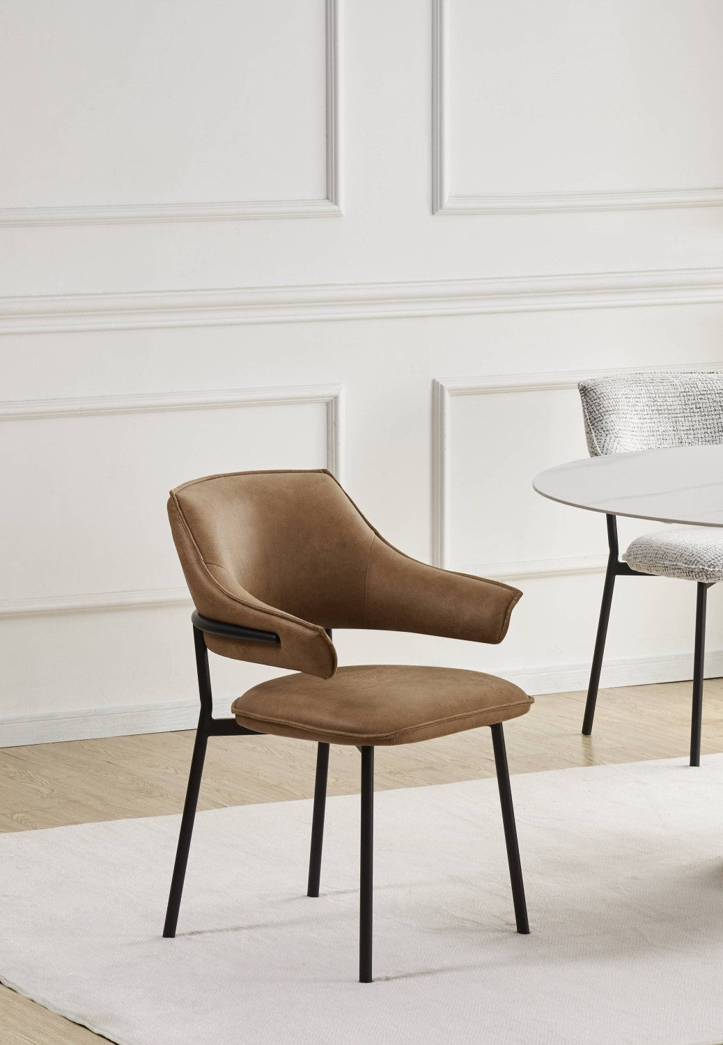 Geneva Leather Effect Antique Tan Dining Chair