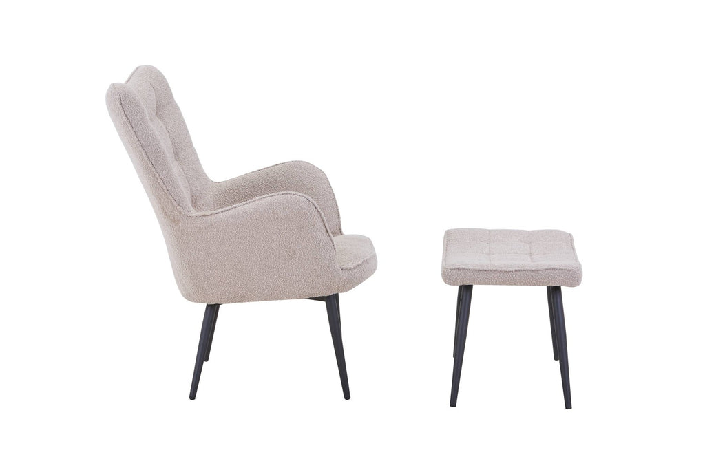 Paris Boucle Light Brown Armchair and Footstool
