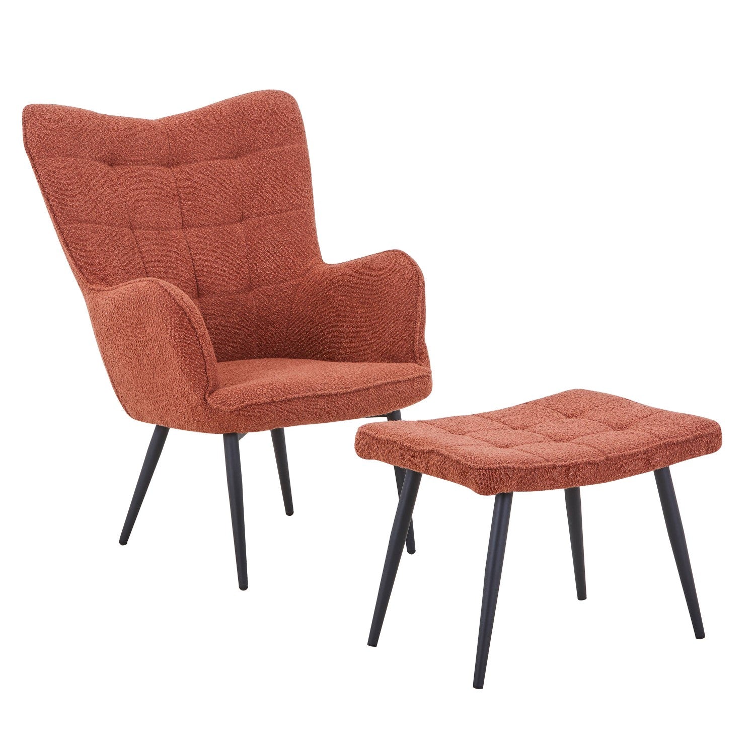 Paris Boucle Copper Armchair and Footstool