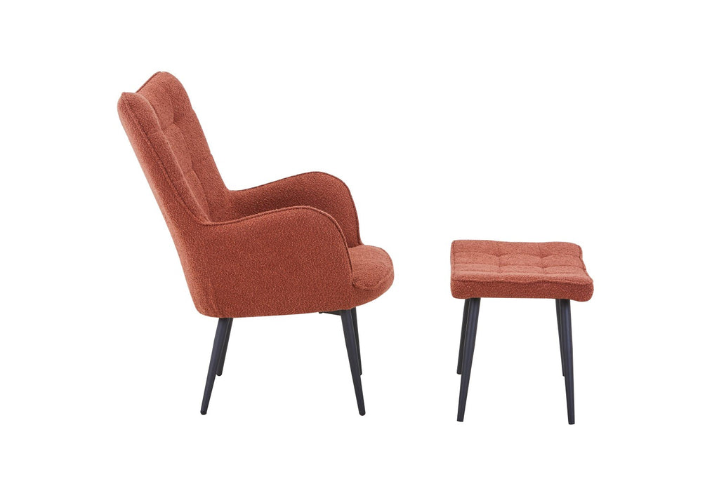 Paris Boucle Copper Armchair and Footstool