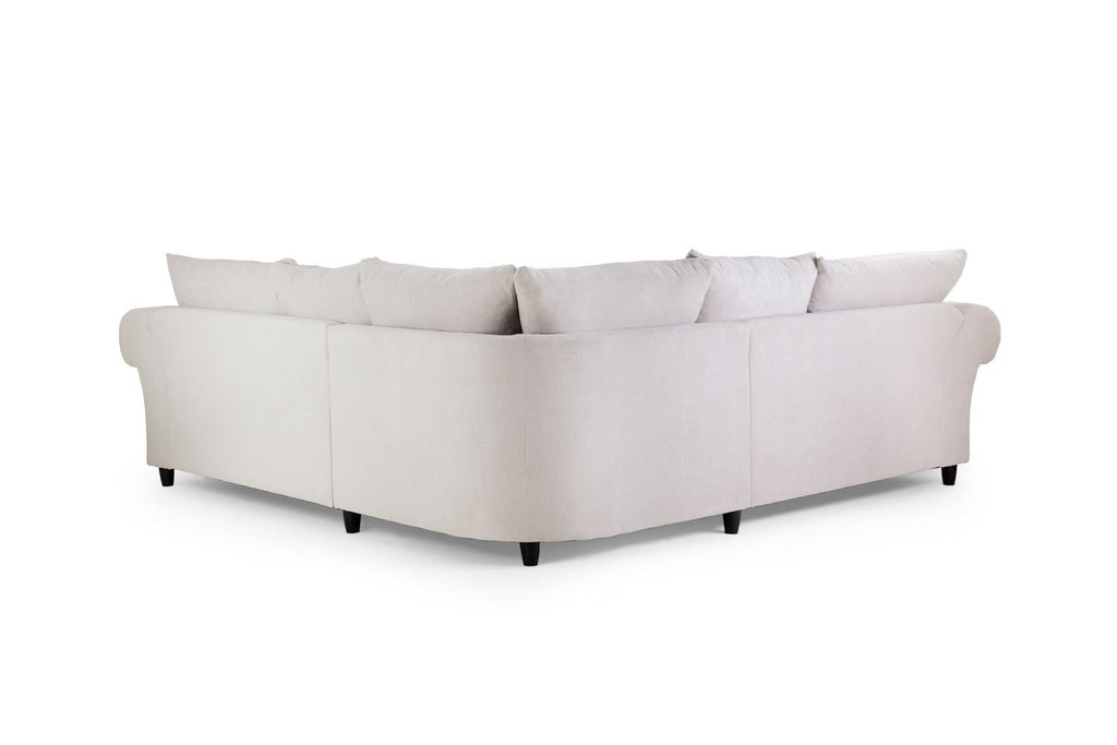 Stone Fabric Large Fullback Corner Sofa Button Tufted