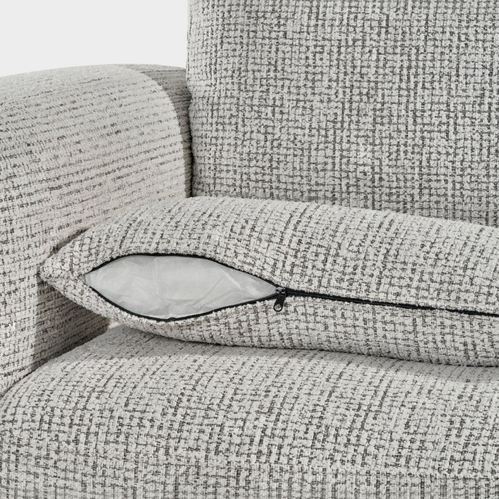 Grey Textured Fabric 3 Seater Sofa Laid Back Design