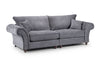 Grey Fabric 4 Seater Fullback Sofa Buttoned Tufted Arms