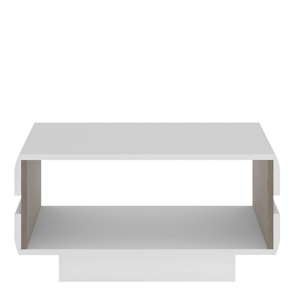Living Small Designer Coffee Table in white With an Truffle Oak Trim
