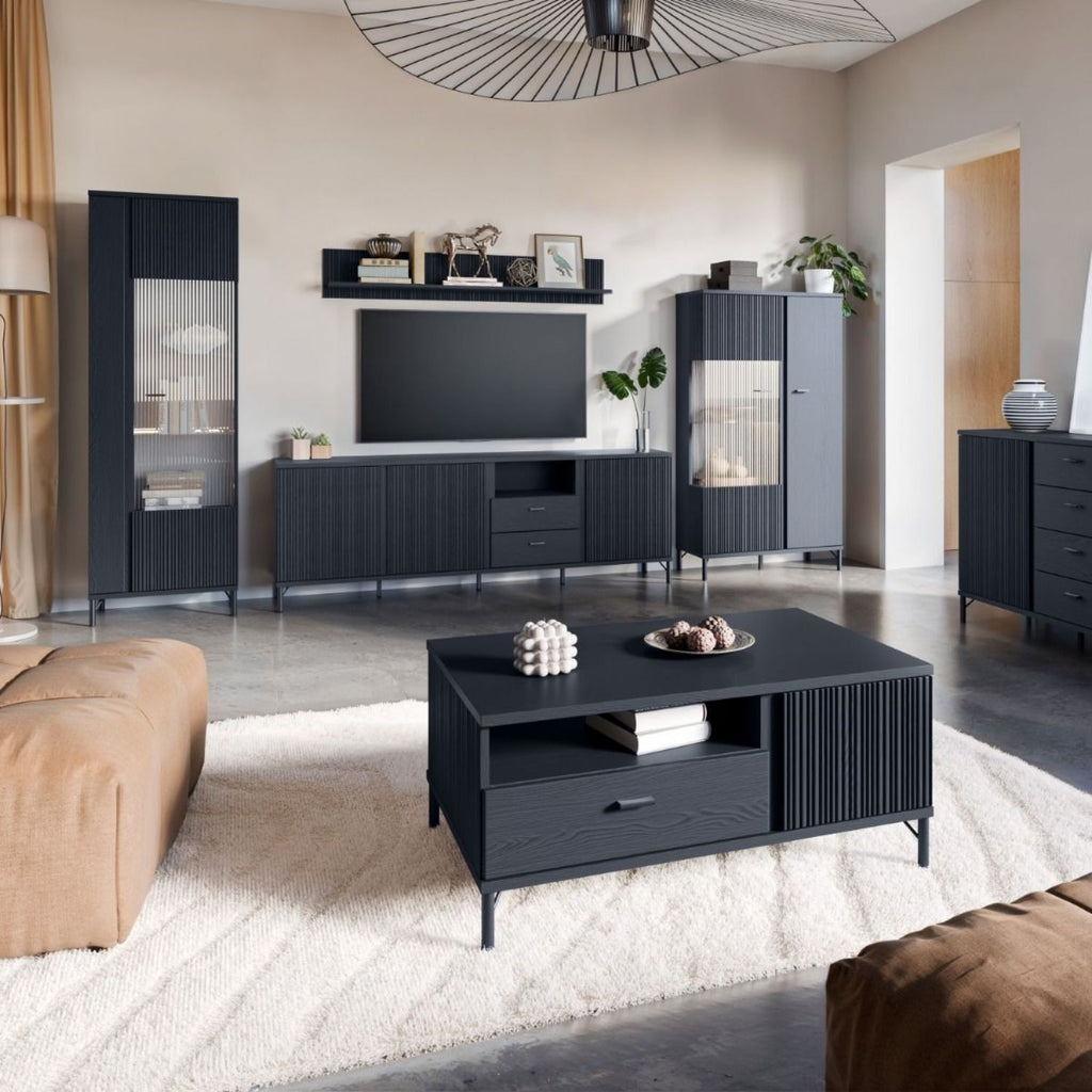 Lusaka Coffee Table 2 Door 1 Drawer in Black Graphite
