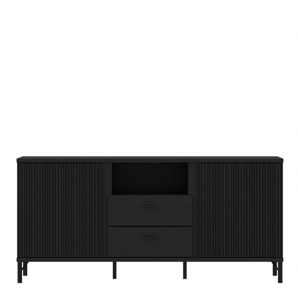 Lusaka TV Cabinet 2 Door 2 Drawer in Black Graphite