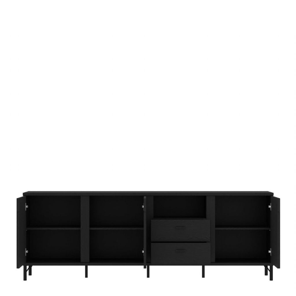 Lusaka TV Cabinet 3 Door 2 Drawer in Black Graphite