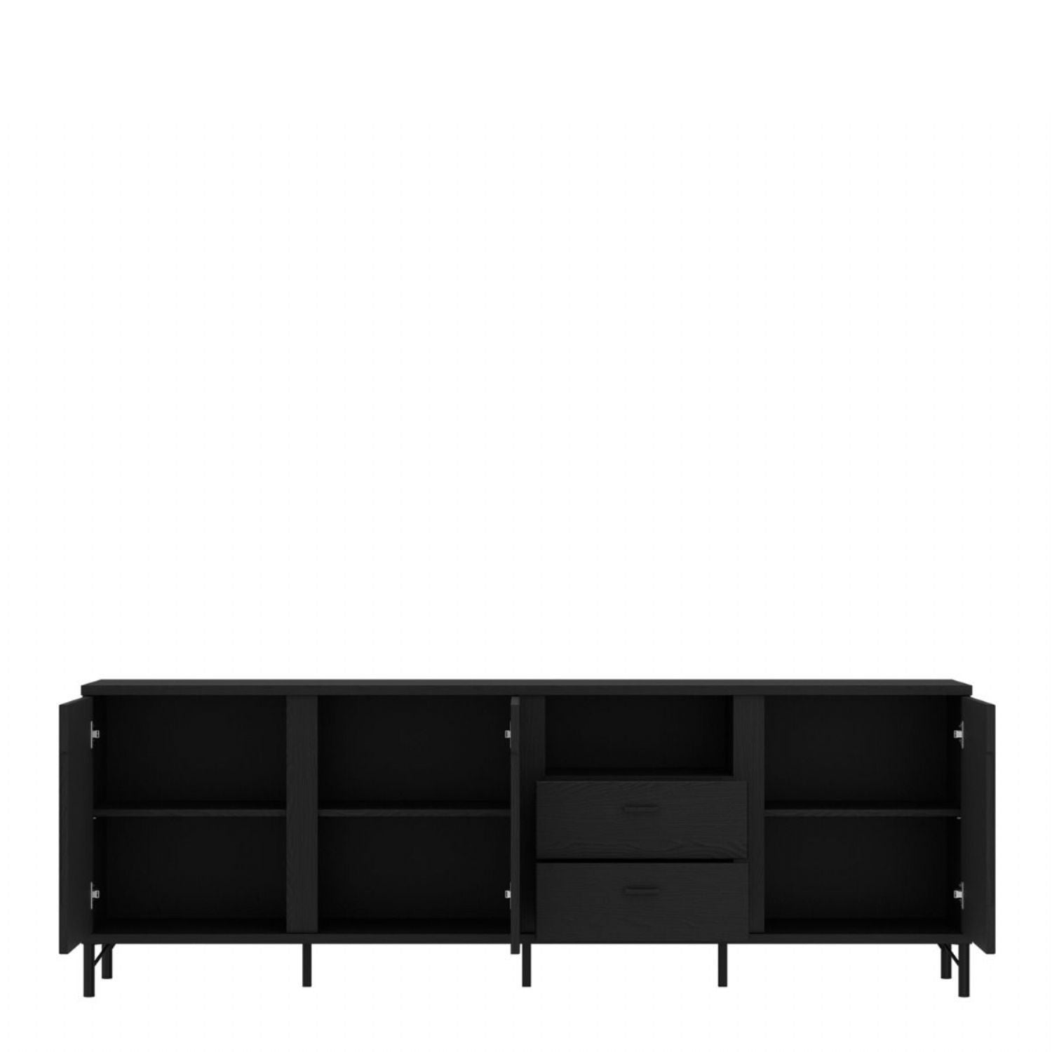 Lusaka TV Cabinet 3 Door 2 Drawer in Black Graphite