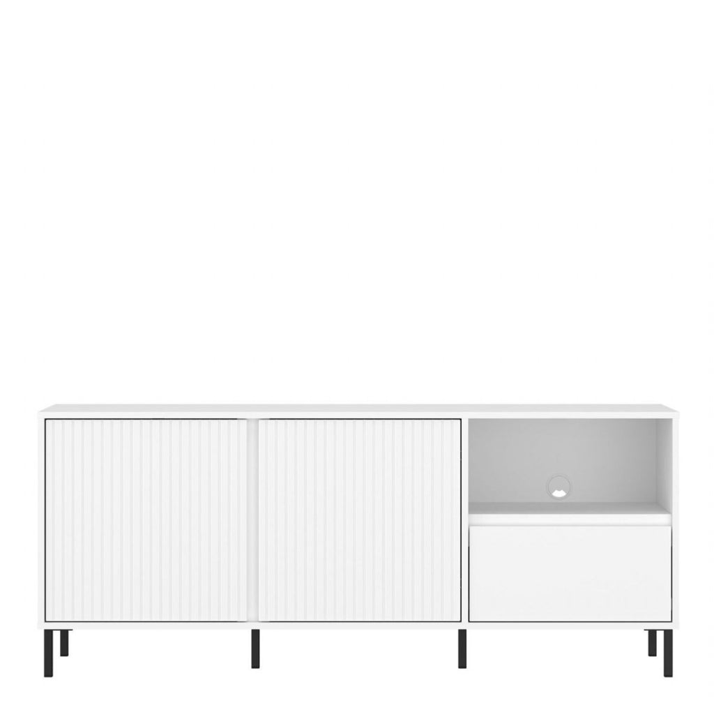 Avenale Wide TV Cabinet 2 Door 1 Drawer in Alpine White High Gloss