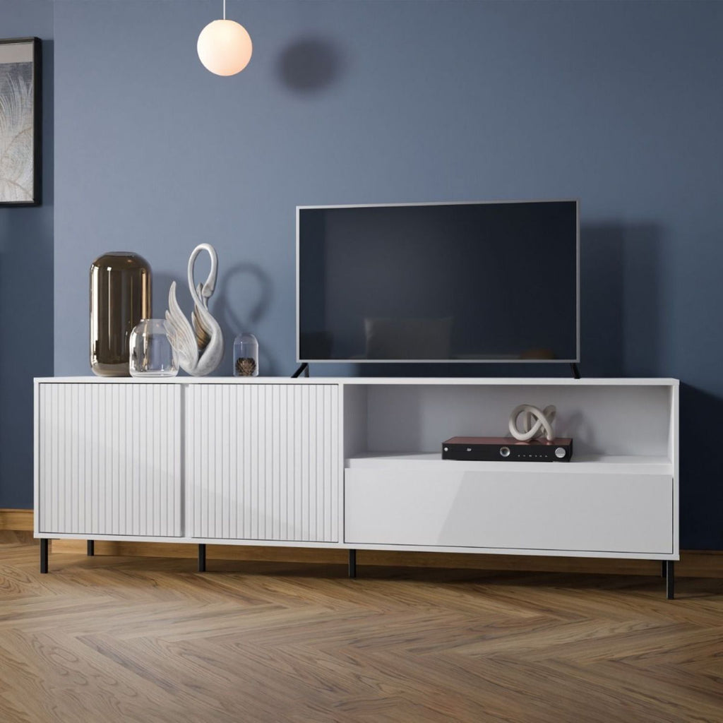 Avenale TV Cabinet 2 Door 1 Drawer in Alpine White High Gloss