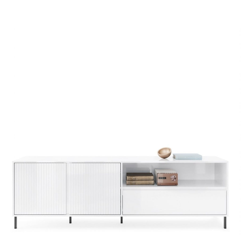 Avenale TV Cabinet 2 Door 1 Drawer in Alpine White High Gloss