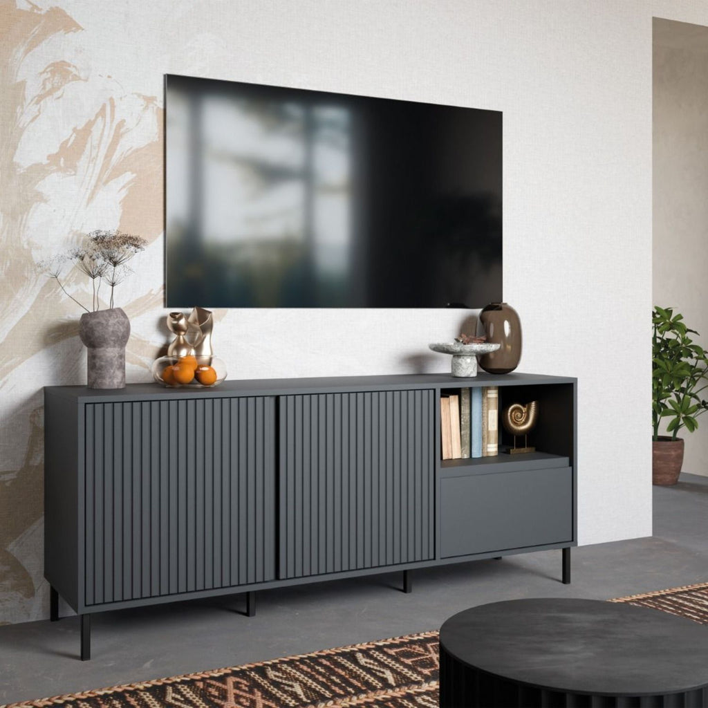 Avenale Wide TV Cabinet 2 Door 1 Drawer in Anthracite