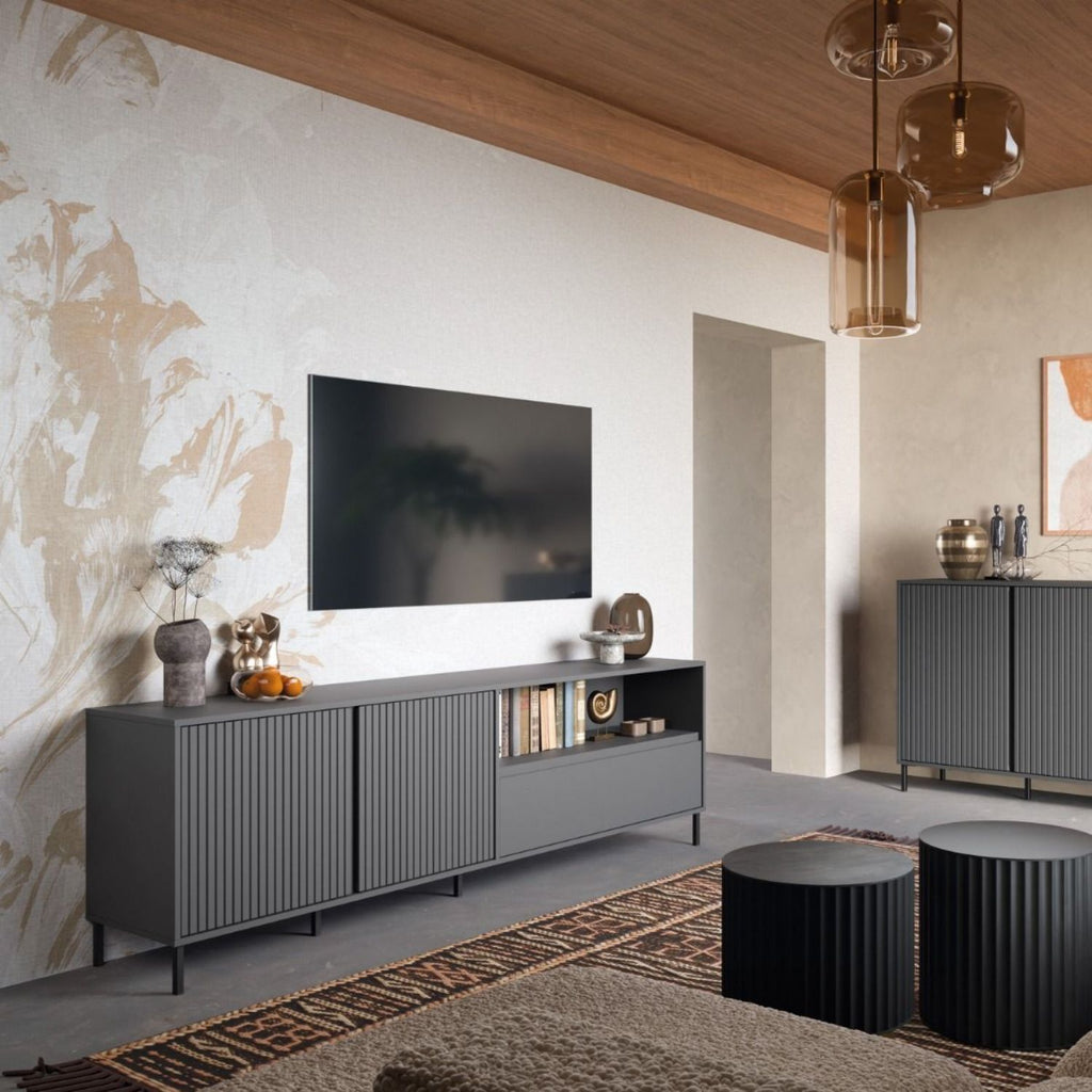 Avenale TV Cabinet 2 Door 1 Drawer in Anthracite