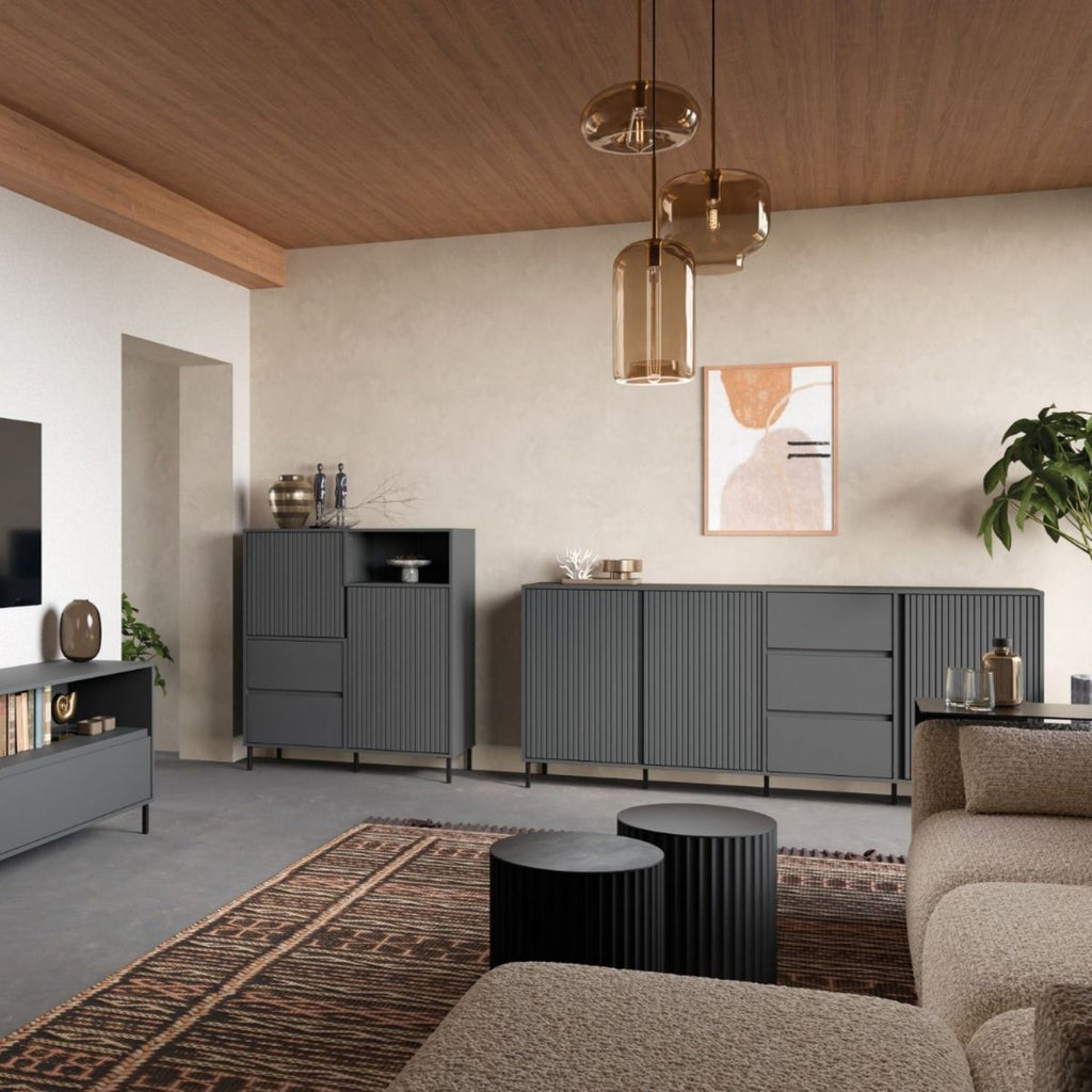 Avenale Sideboard 3 Door 3 Drawer in Anthracite