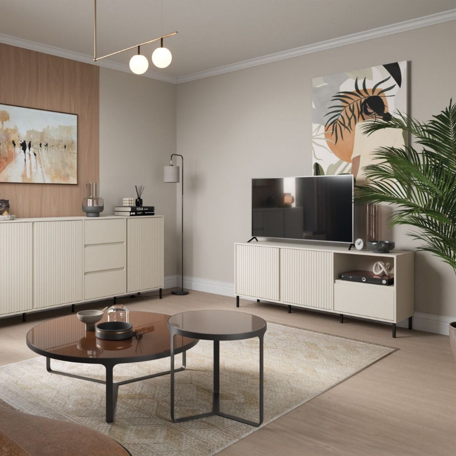 Avenale Wide TV Cabinet 2 Door 1 Drawer in Cashmere