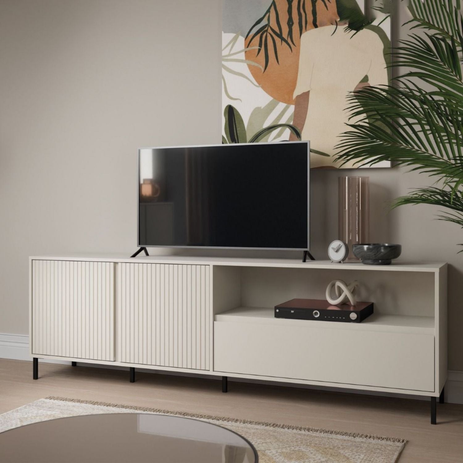 Avenale TV Cabinet 2 Door 1 Drawer in Cashmere