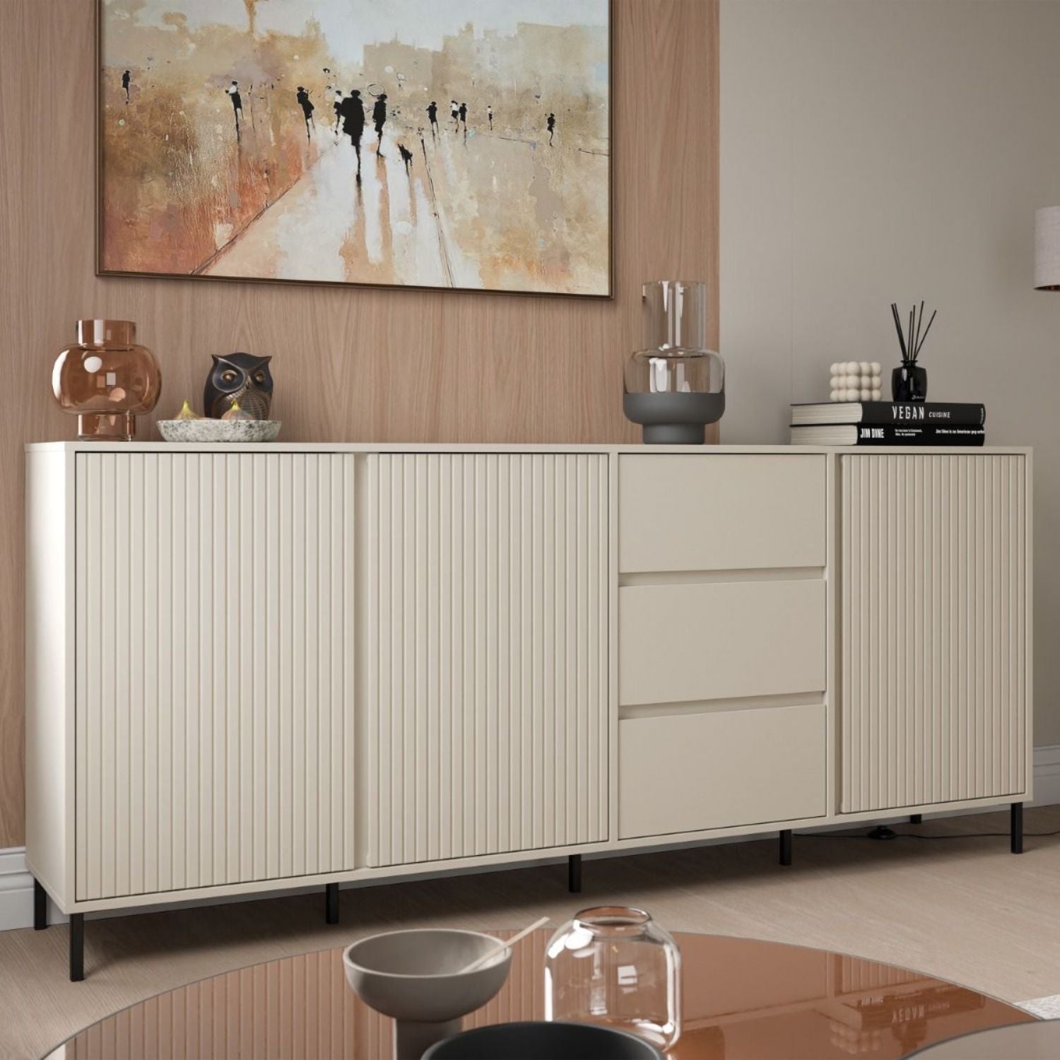 Avenale Sideboard 3 Door 3 Drawer in Cashmere