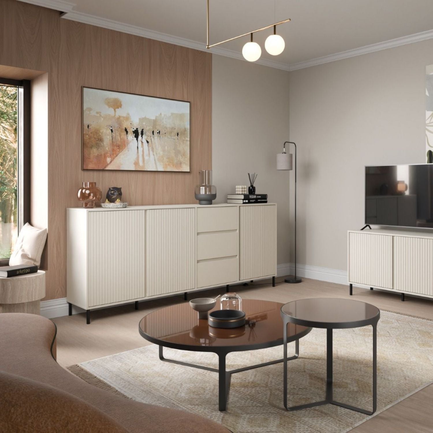 Avenale Sideboard 3 Door 3 Drawer in Cashmere