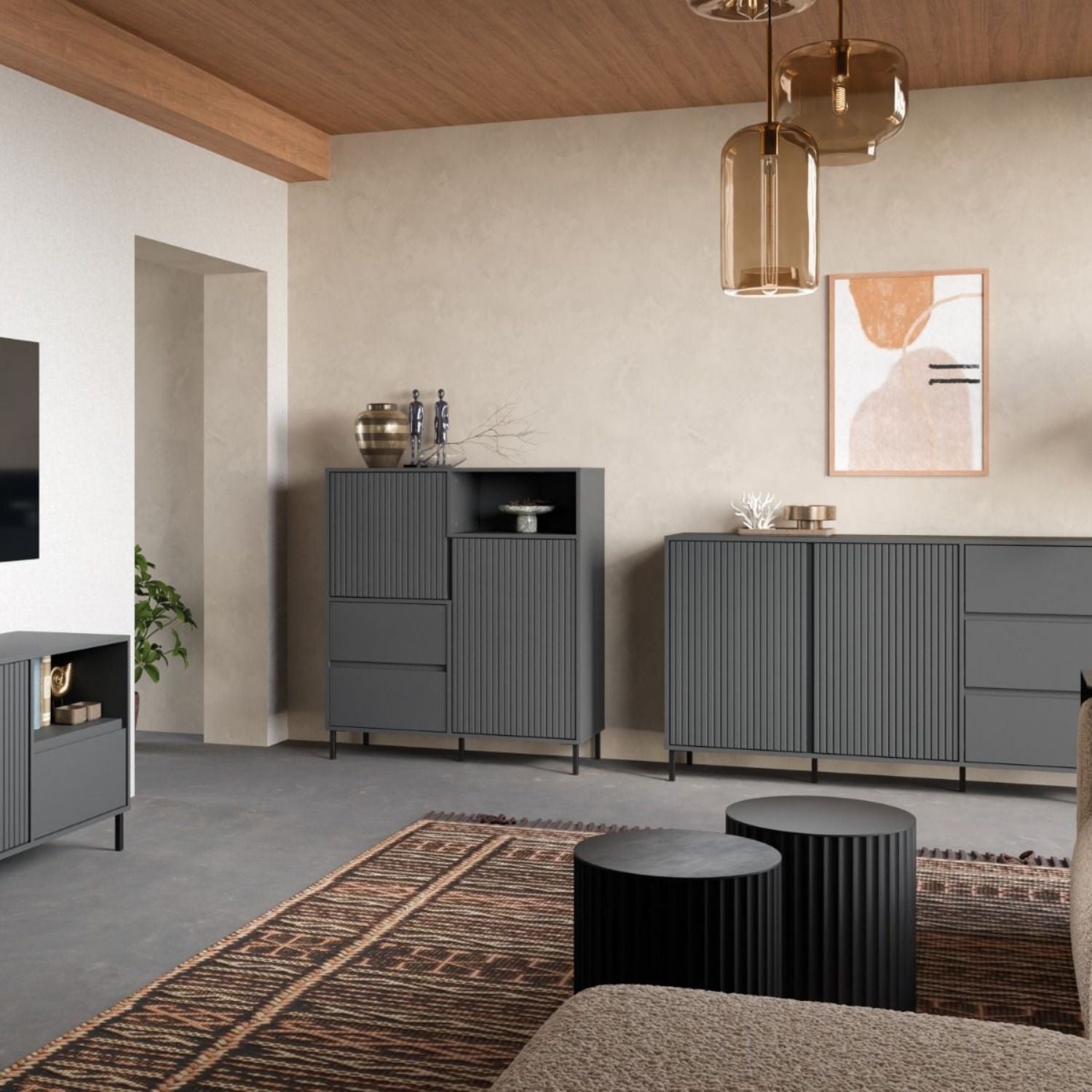 Avenale Sideboard 2 Door 2 Drawer in Anthracite