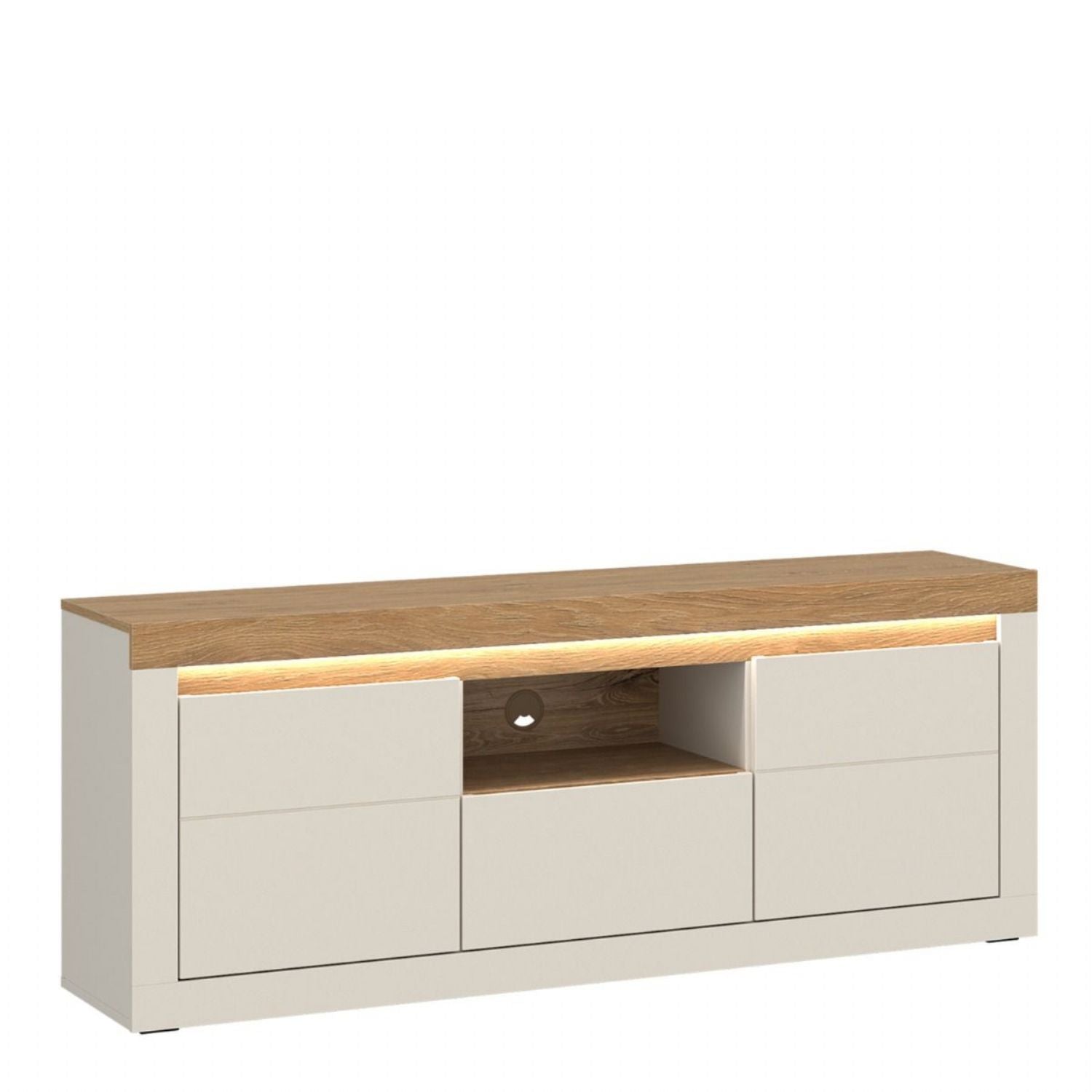 Naxxar TV Cabinet with 2 Doors and 1 Drawer in Cashmere and Stone Oak