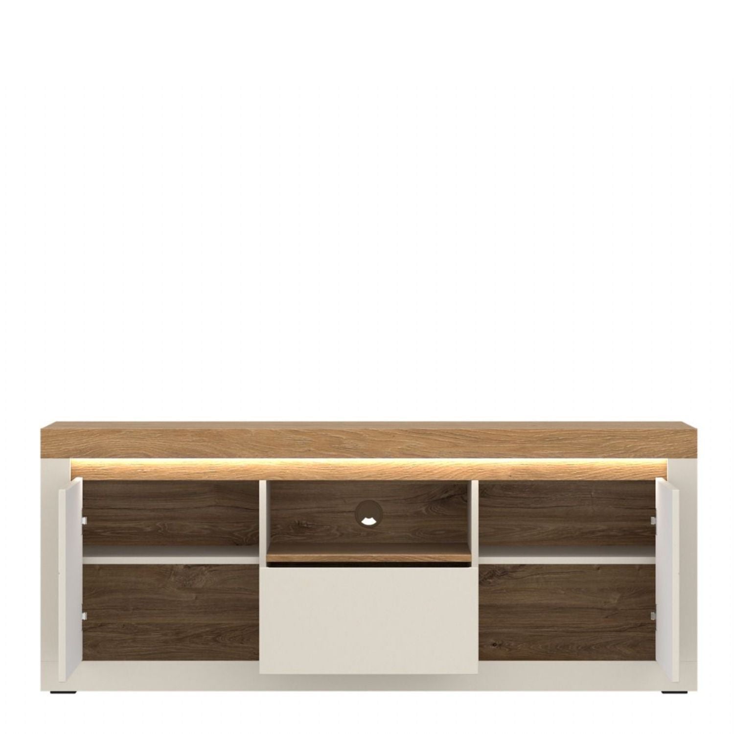 Naxxar TV Cabinet with 2 Doors and 1 Drawer in Cashmere and Stone Oak