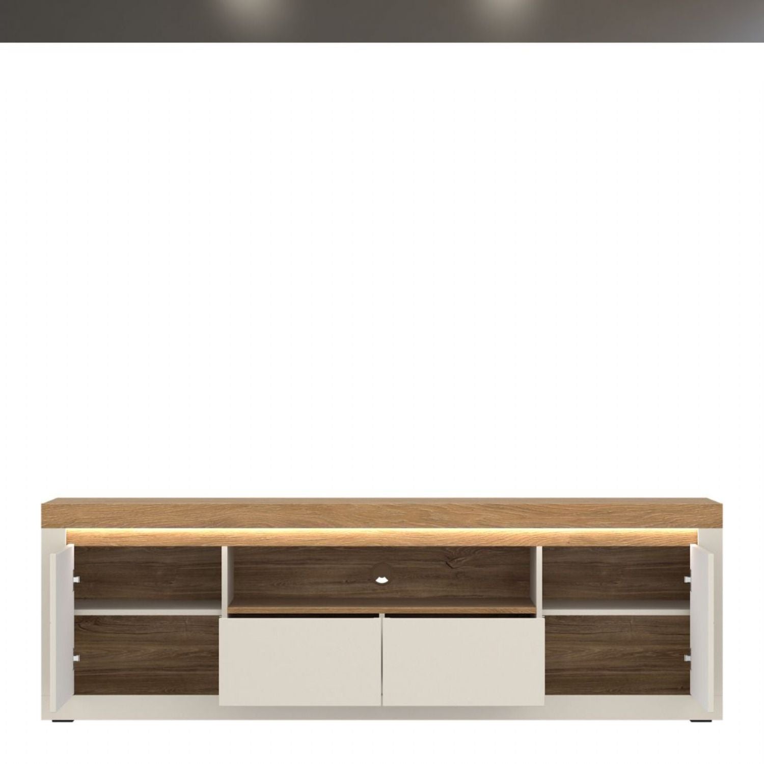 Naxxar TV Cabinet with 2 Doors and 2 Drawers in Cashmere and Stone Oak