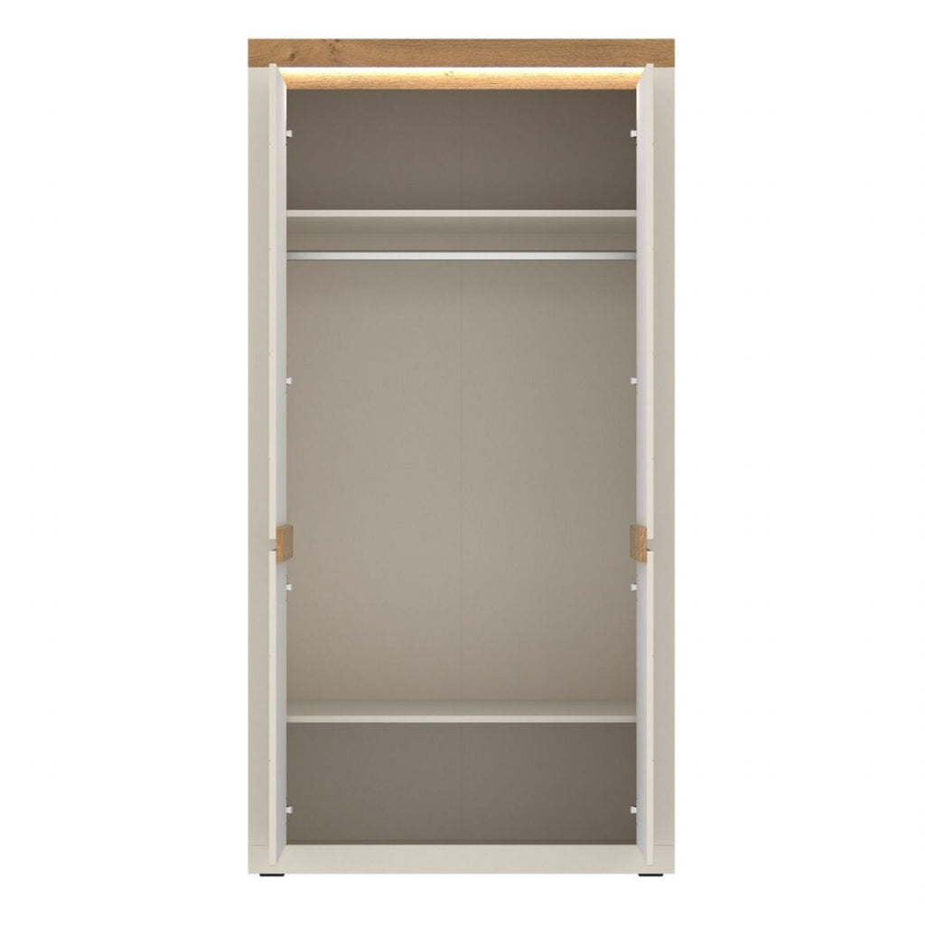 Naxxar Wardrobe with 2 Doors in Cashmere and Stone Oak