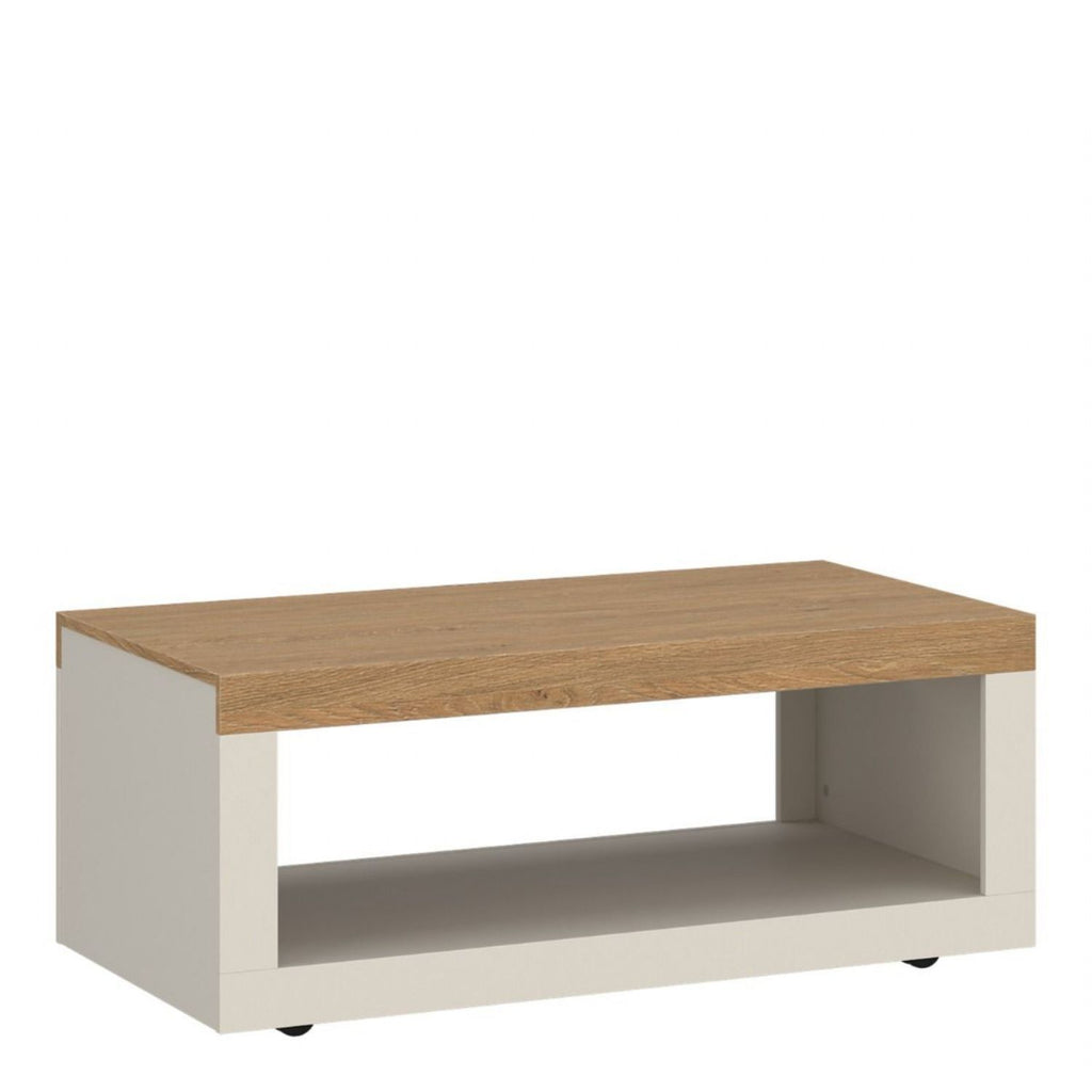 Naxxar Coffee Table in Cashmere and Stone Oak