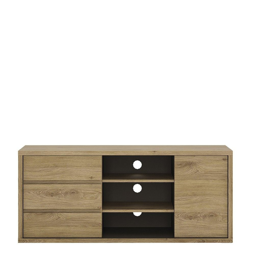 Modern Dark Oak 1 Door 3 Drawer TV Media Cabinet 136cm Wide