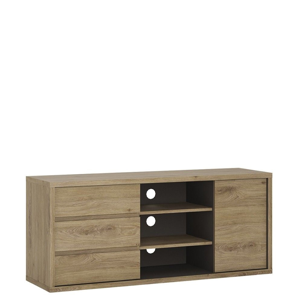 Modern Dark Oak 1 Door 3 Drawer TV Media Cabinet 136cm Wide