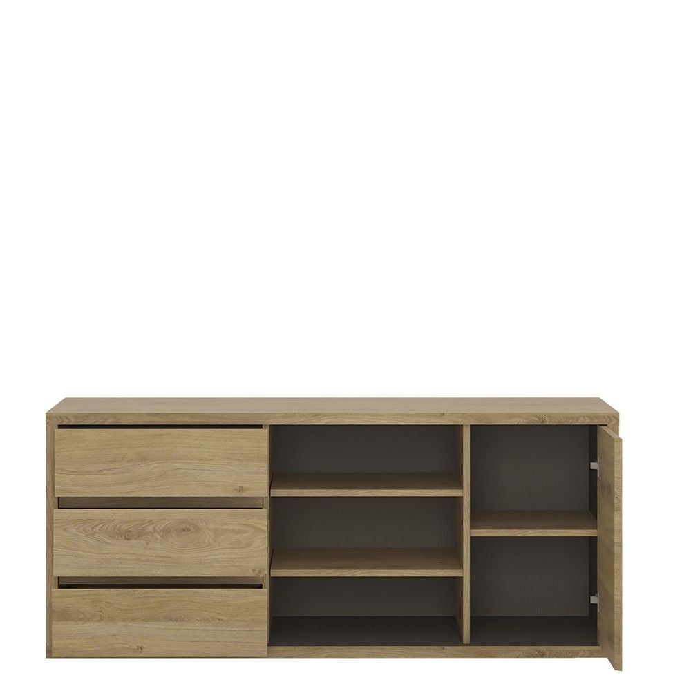 Modern Dark Oak 1 Door 3 Drawer TV Media Cabinet 136cm Wide