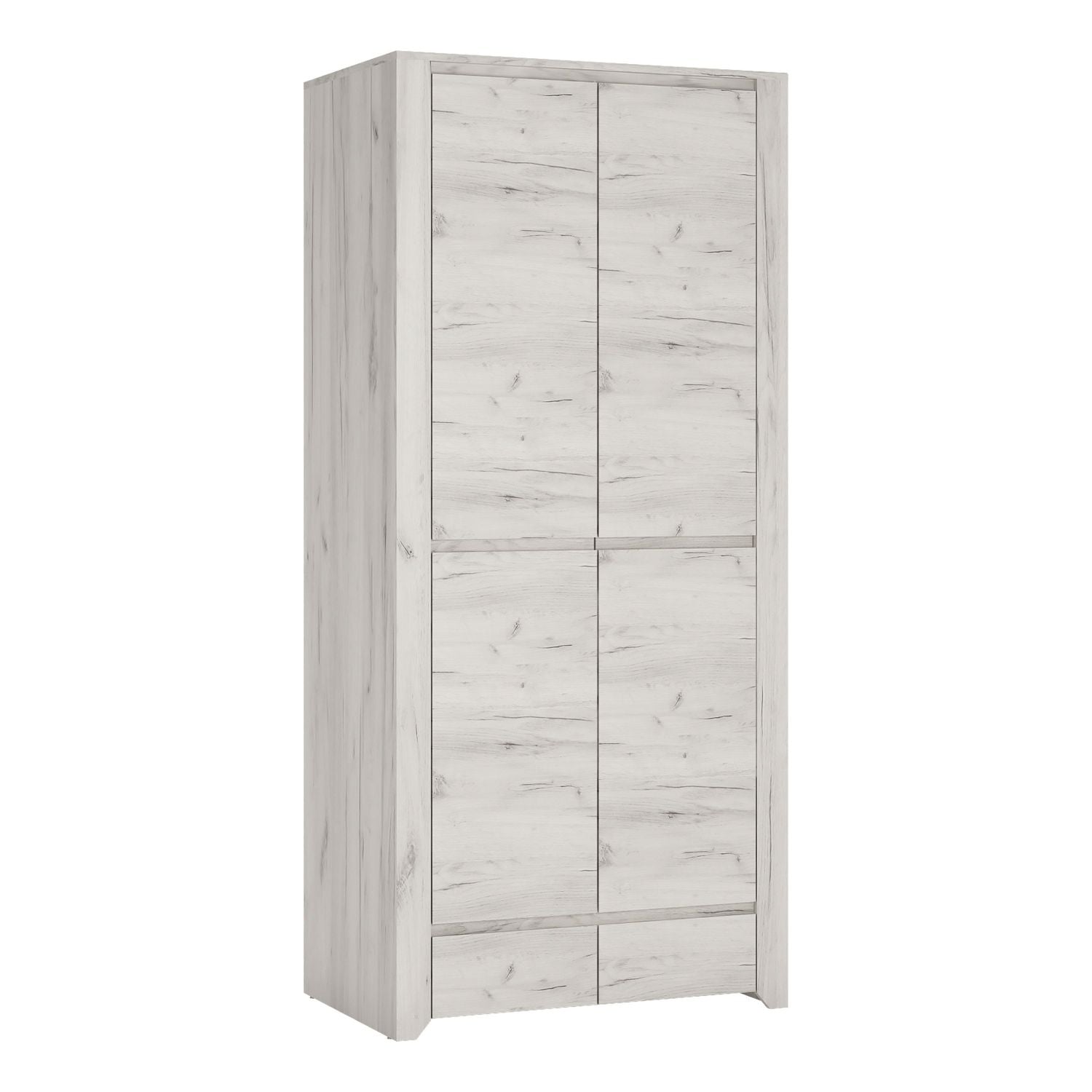 White Oak 2 Door 2 Drawer Fitted Wardrobe With Adjustable Shelves