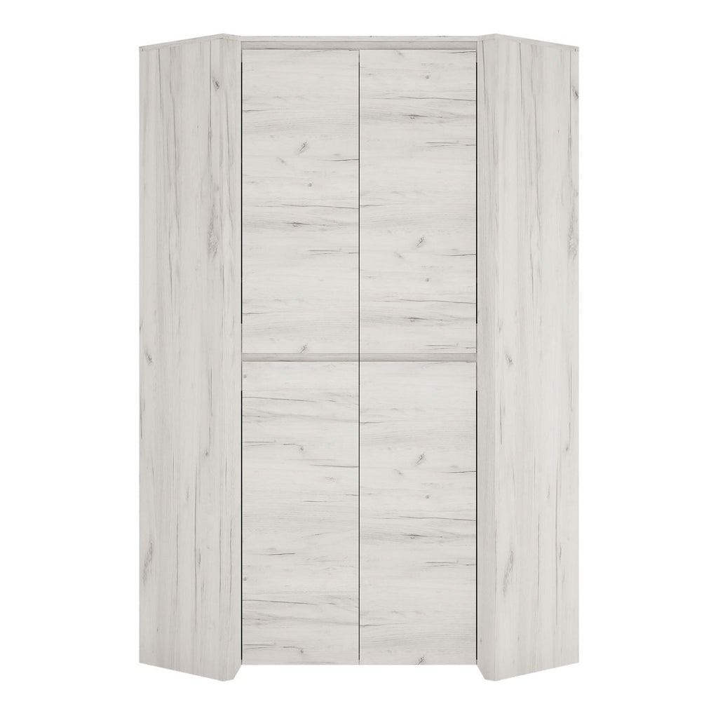 Large White Wood 2 Door Modern Corner Fitted Wardrobe