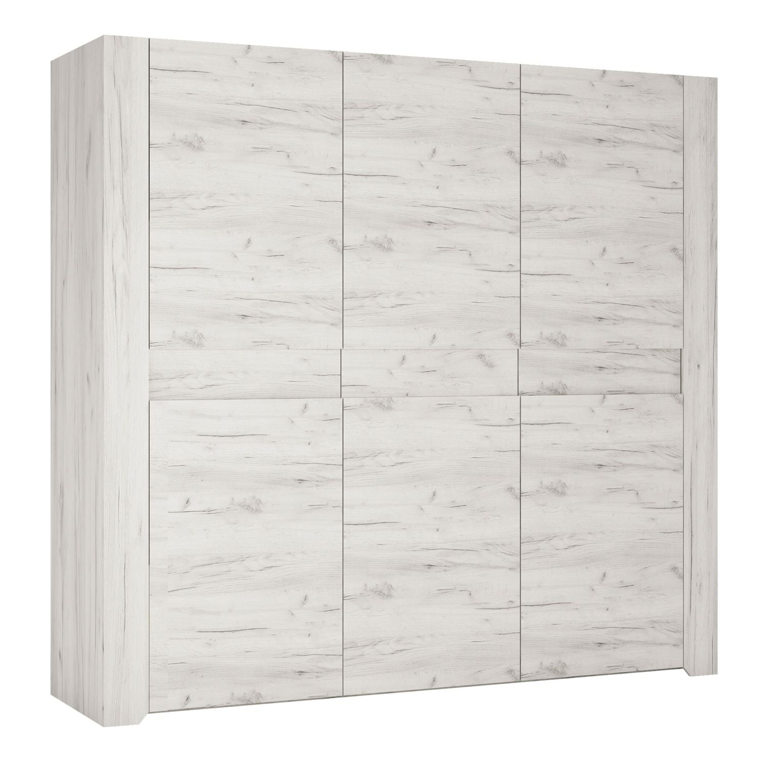 Tall Extra Large 3 Door Modern Wardrobe in White Oak