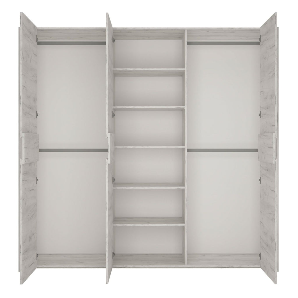 Tall Extra Large 3 Door Modern Wardrobe in White Oak