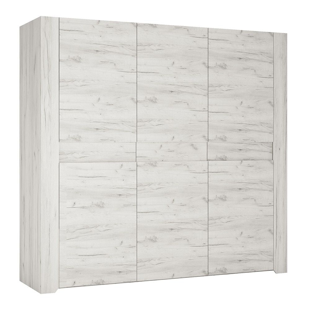 Tall Extra Large 3 Door Modern Wardrobe in White Oak