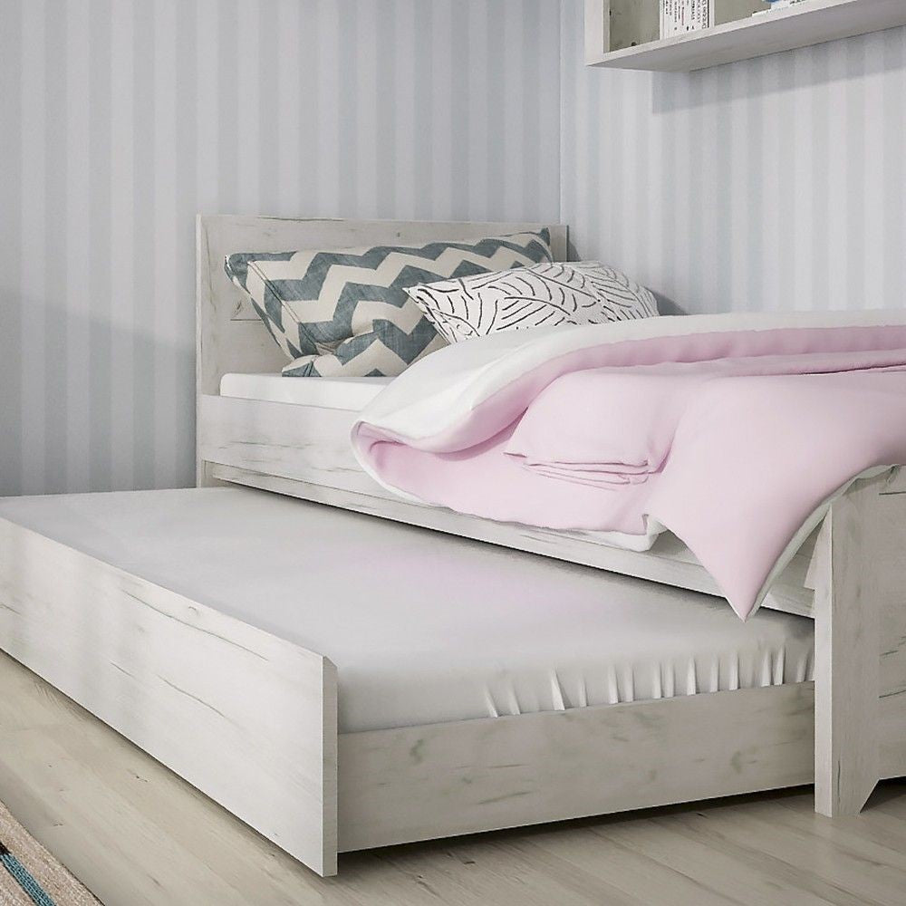 White Wash Oak Single 3ft Guest Bed with Underbed Drawer