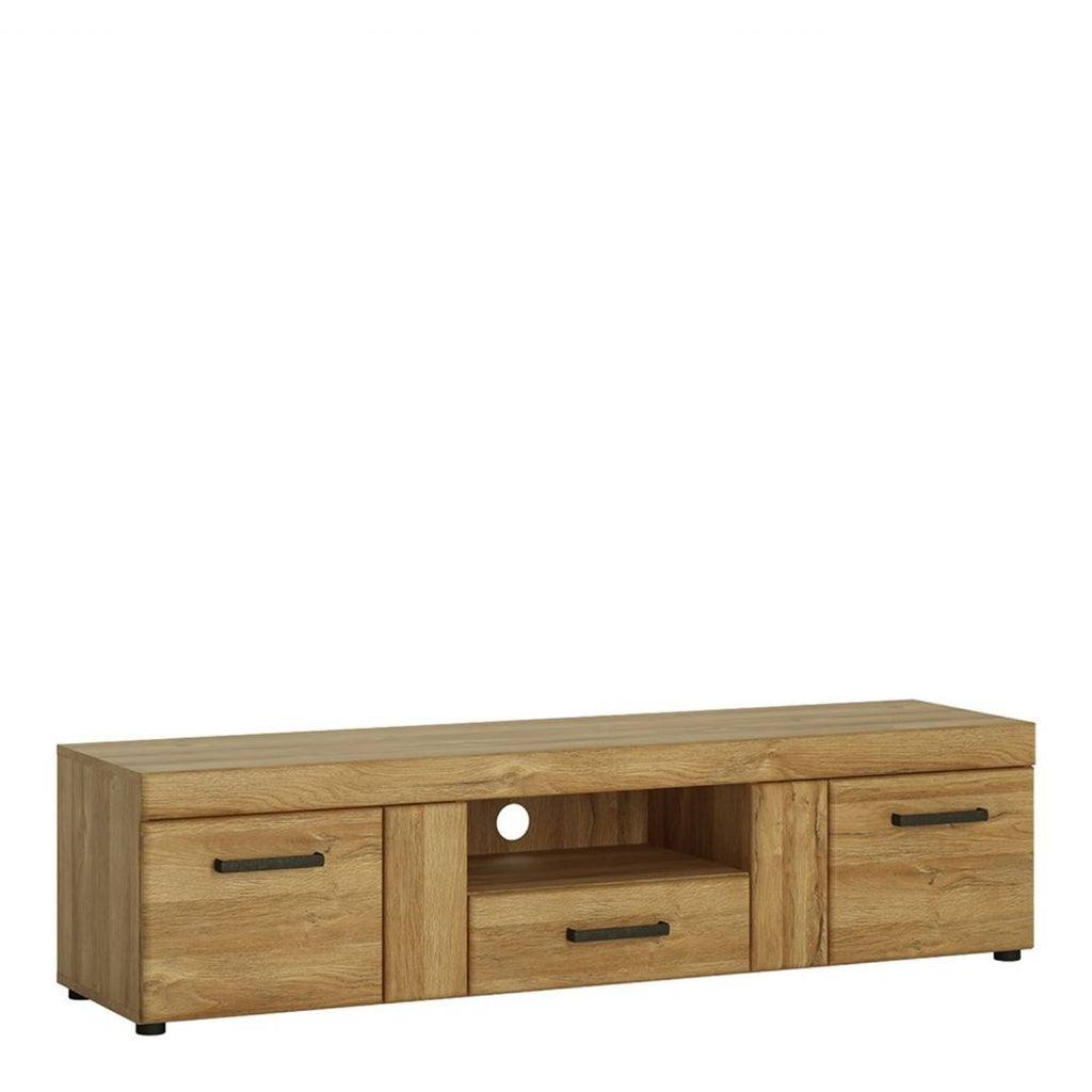 Oak 2 Door 1 Drawer Low TV Media Cabinet 157cm Wide