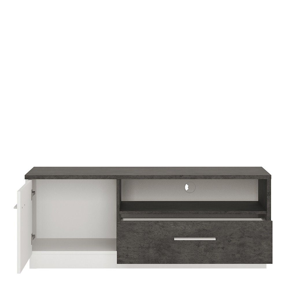 1 Door 1 Drawer TV Media Cabinet in Slate Grey and White 133cm Wide