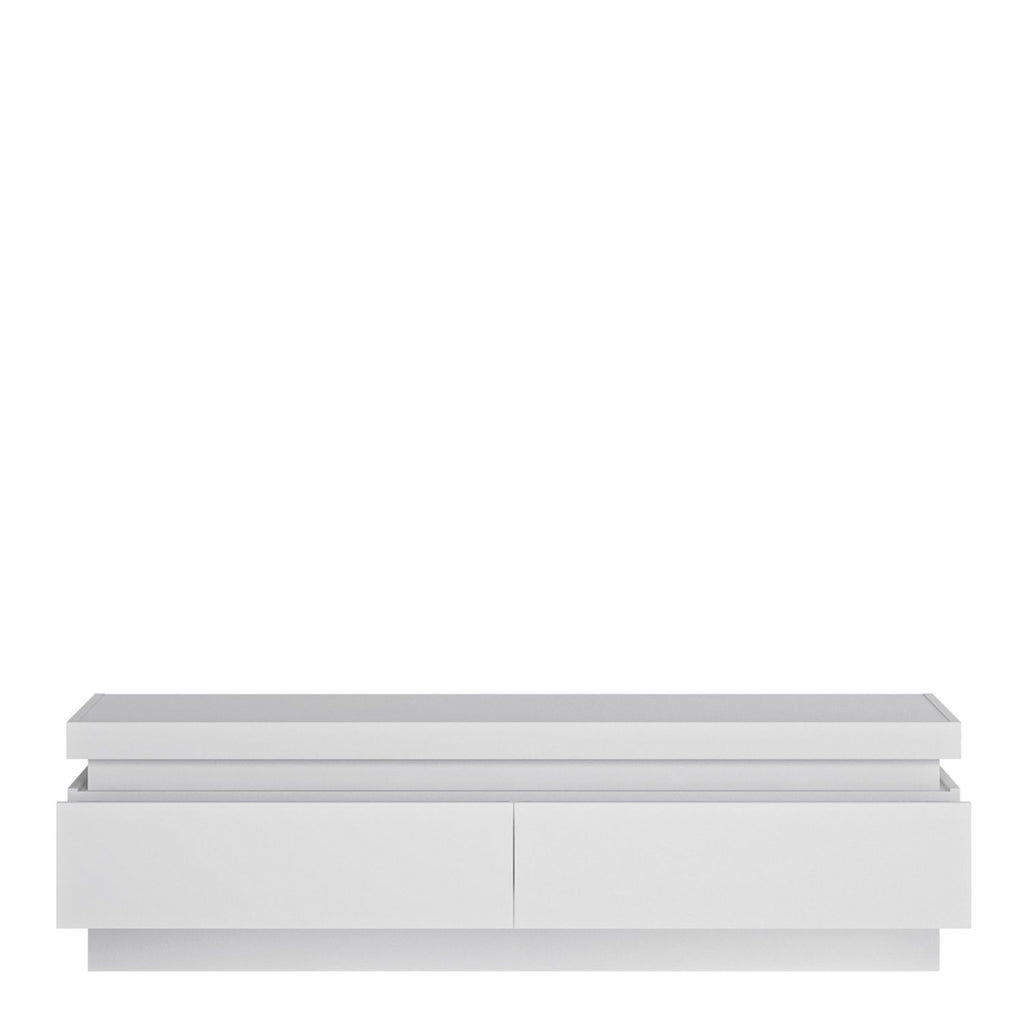 White and High Gloss 2 Drawer TV Cabinet with LED Lighting 41x146cm