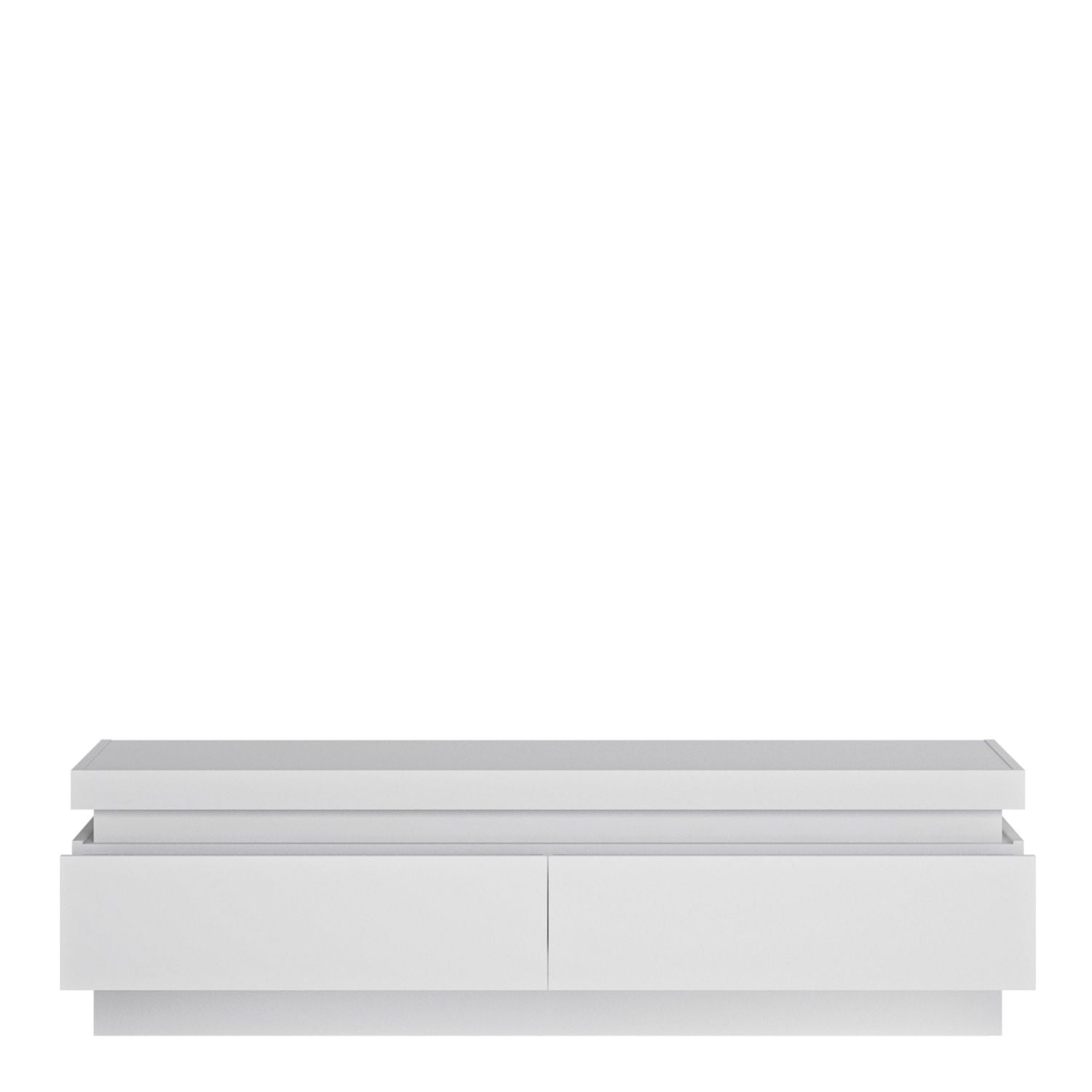 White and High Gloss 2 Drawer TV Cabinet with LED Lighting 41x146cm